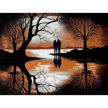 Canvas Wall Art - Canvas Wall Art: Loves Reflection Acrylic Painting - B1337 - [120 x 80 cm]