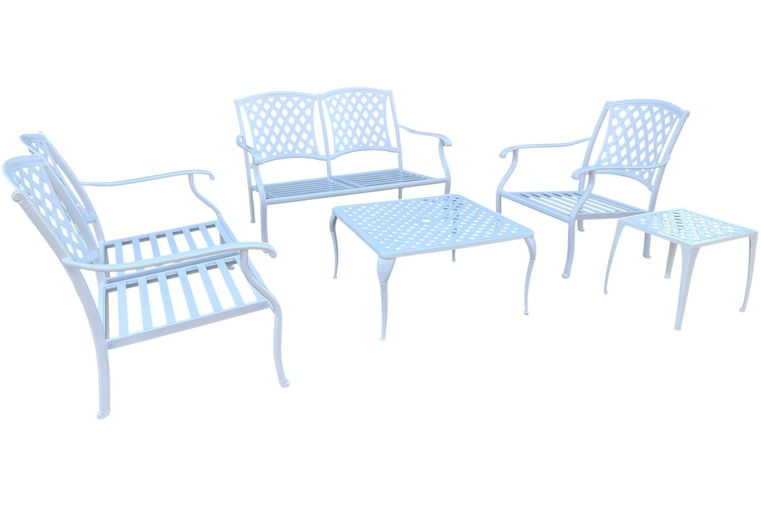 Aluminium Lounge Set 5-Piece 5-Seater (White)