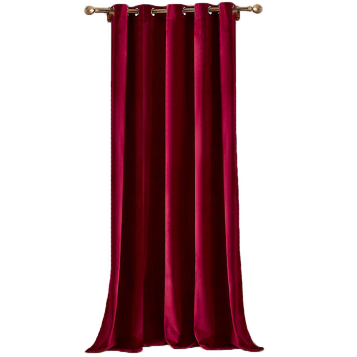 Matoc Readymade Curtain -Velvet -Red -Eyelet -Lined -230cm W x 221cm H