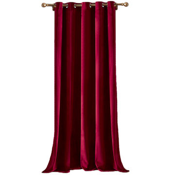 Matoc Readymade Curtain -Velvet -Red -Eyelet -Lined -230cm W x 221cm H