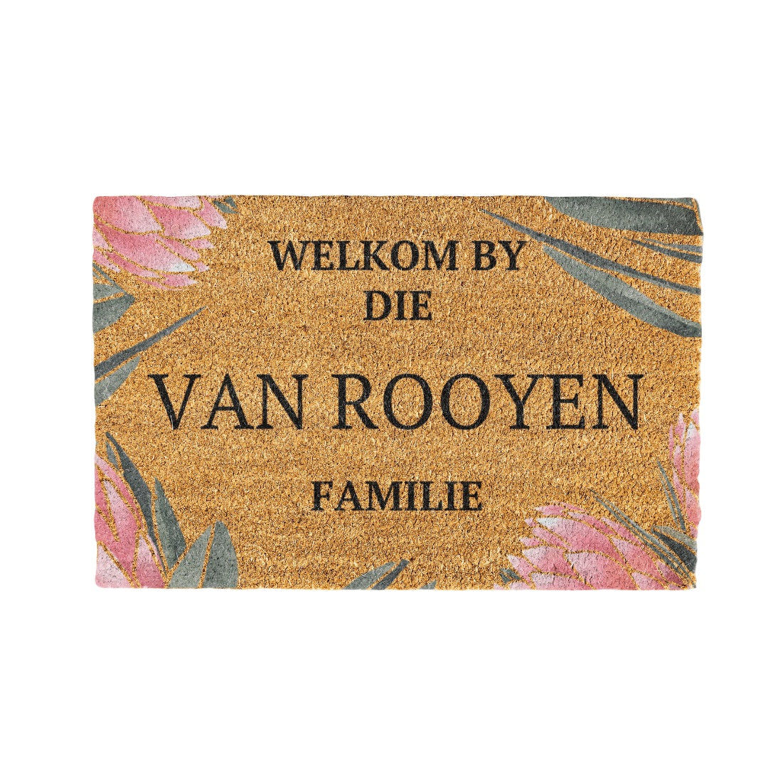 Van Rooyen Familie Naam Coir Doormat Design 700 x 400 mm