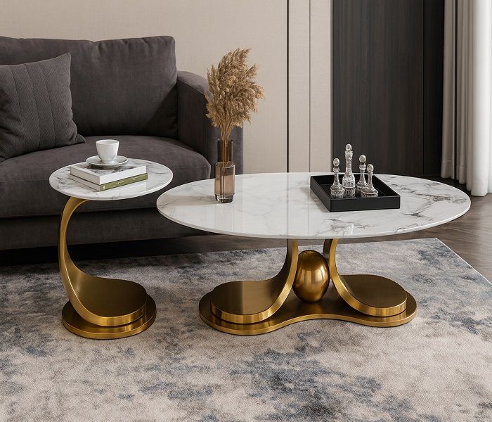 Prestige Home - Gorgina Coffee Table and Side Table Set - Gold Frame