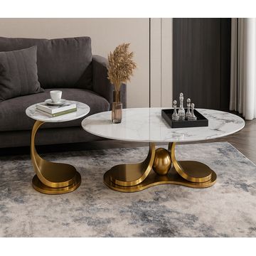 Prestige Home - Gorgina Coffee Table and Side Table Set - Gold Frame