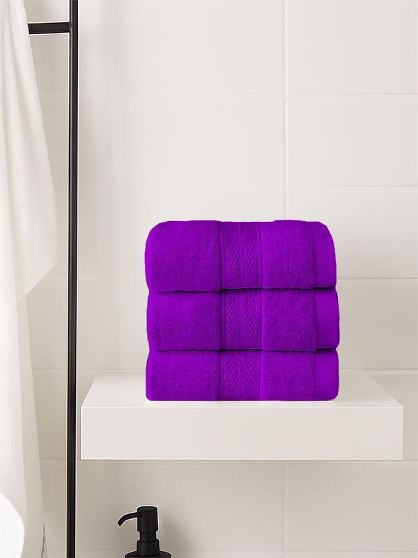 Plush Cotton Guest Towels - Royal Lilac (03 Pc Pack)