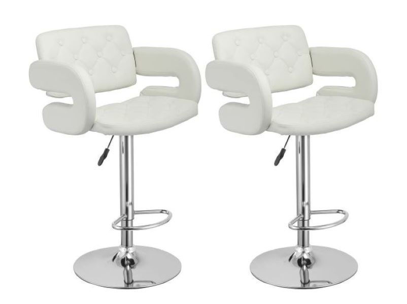 Bar Stools / Kitchen Counter Breakfast Chair/s- White- 2 Pack