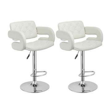 Bar Stools / Kitchen Counter Breakfast Chair/s- White- 2 Pack