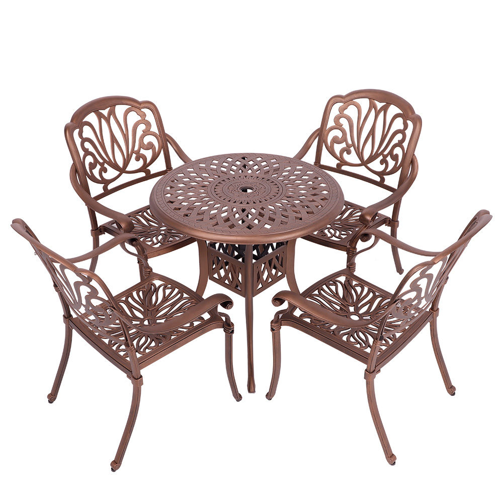 4 Seater - Protea Aluminium Patio Set / Garden Furniture / Outdoor Dining Set    (4  Protea Chairs with 78cm Round Elizabeth Table) - COPPER