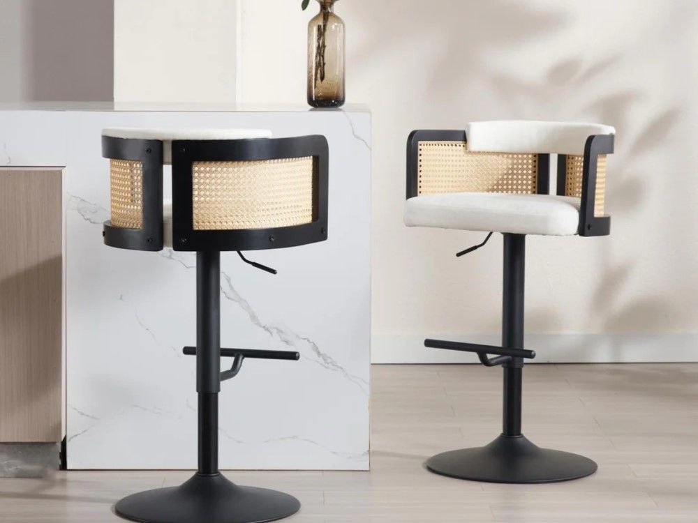 QandAHome-White Rattan Barstool