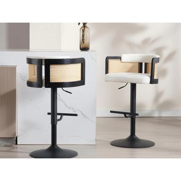 QandAHome-White Rattan Barstool