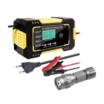12V Battery Intelligent Pulse Repair Charger and Stier Waterproof Torch