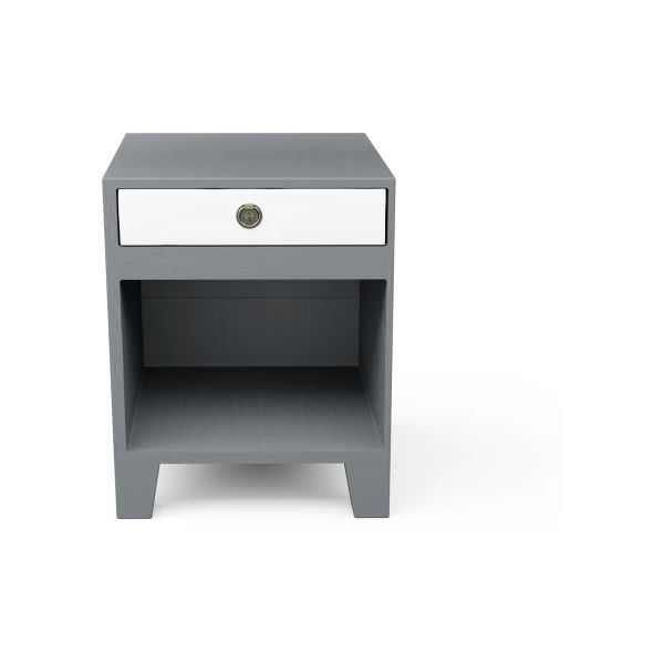 Furnwood Bedside Table One Drawer Grey and White