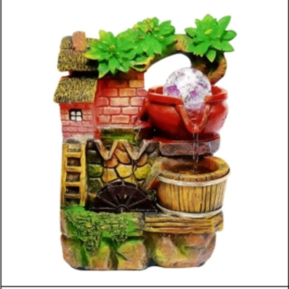 Rustic Watermill Charm Fountain