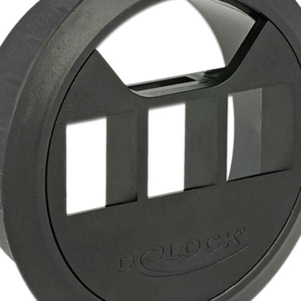 Delock Keystone Mounting 3-Port In-Desk 60Mm Black