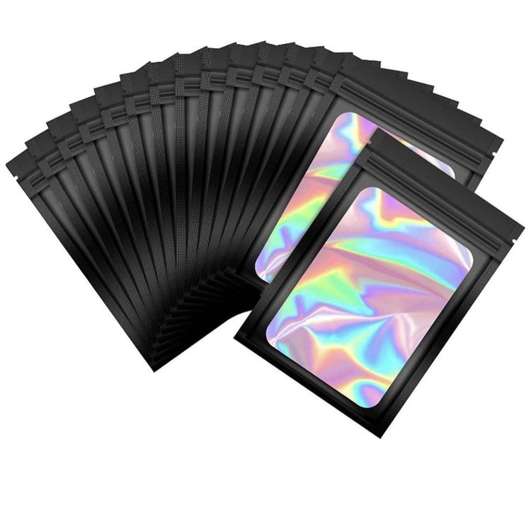 100 Holographic Gift Travel Business Packages Florist - 18x26cm - Black