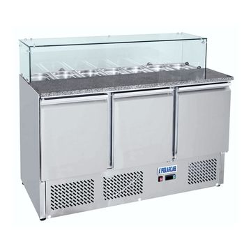 Saladette - Pizza assembly worktop with sneezeguard - POLARCAB
