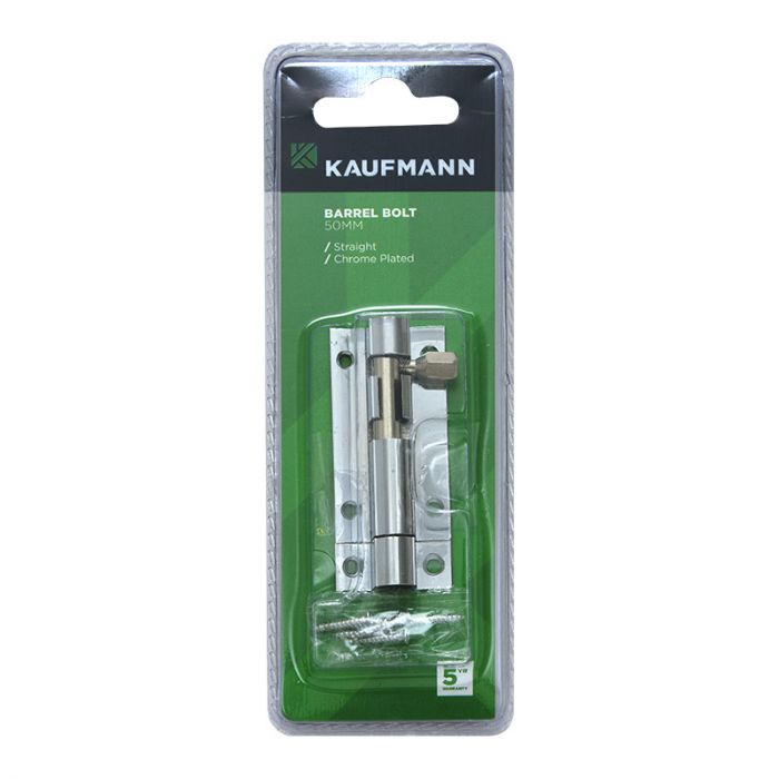 Kaufmann - Barrel Bolt 50mm Chr Plated Straight - 2 Pack
