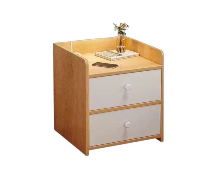 Two Drawer Wooden Bedside Table Bedroom Night Stand Brown