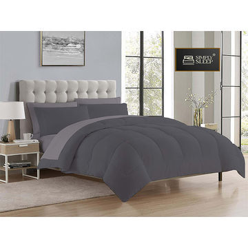 Simply Sleep - Reversible Comforter Set - 90 GSM Micro Fibre - Gray Flannel - Castlerock, Single - Three Quarter