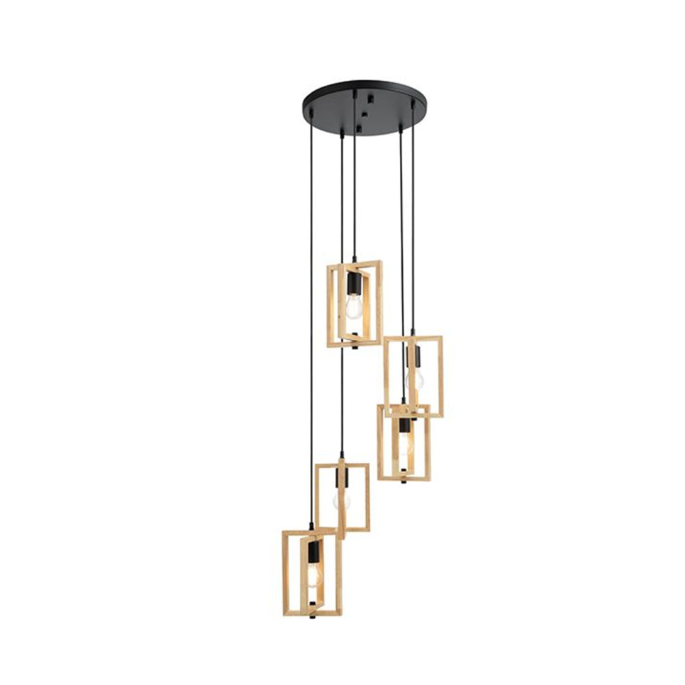The Lighting Warehouse -Pendant Halstead Wood 5 Light