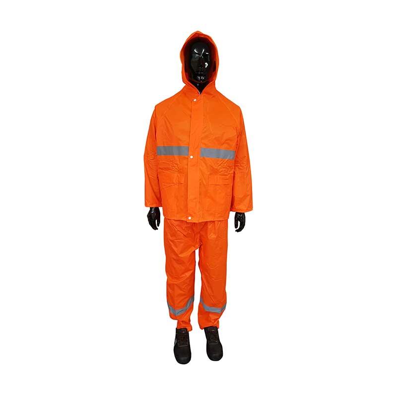 Rubberized High-Visual Reflective Tape Orange Rain Suit 2 Piece X-Large