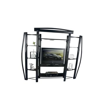 Contemporary Black Metal Entertainment Center with Curved Design