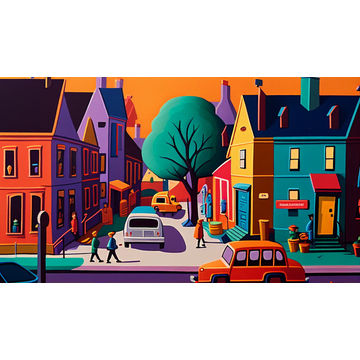 Canvas Wall Art - Abstract Urban Street - B1034 [120 x 80 cm]