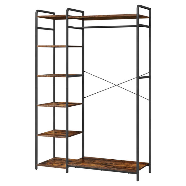 Industrial Open Wardrobe with Shelves – Metal Clothing Rack & Storage