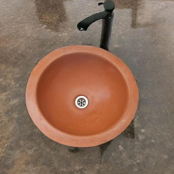 Terracotta Bespoke Round Concrete Drop-In Sink 43x43x15cm