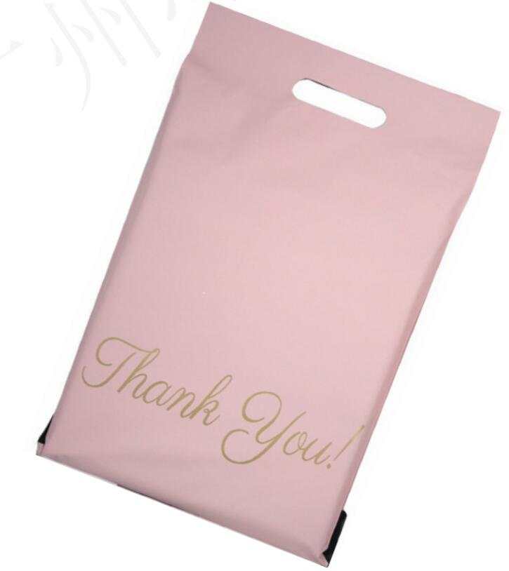 Pink Polybags clothing apparel gift bags packaging with handle 100 pcs