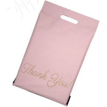 Pink Polybags clothing apparel gift bags packaging with handle 100 pcs