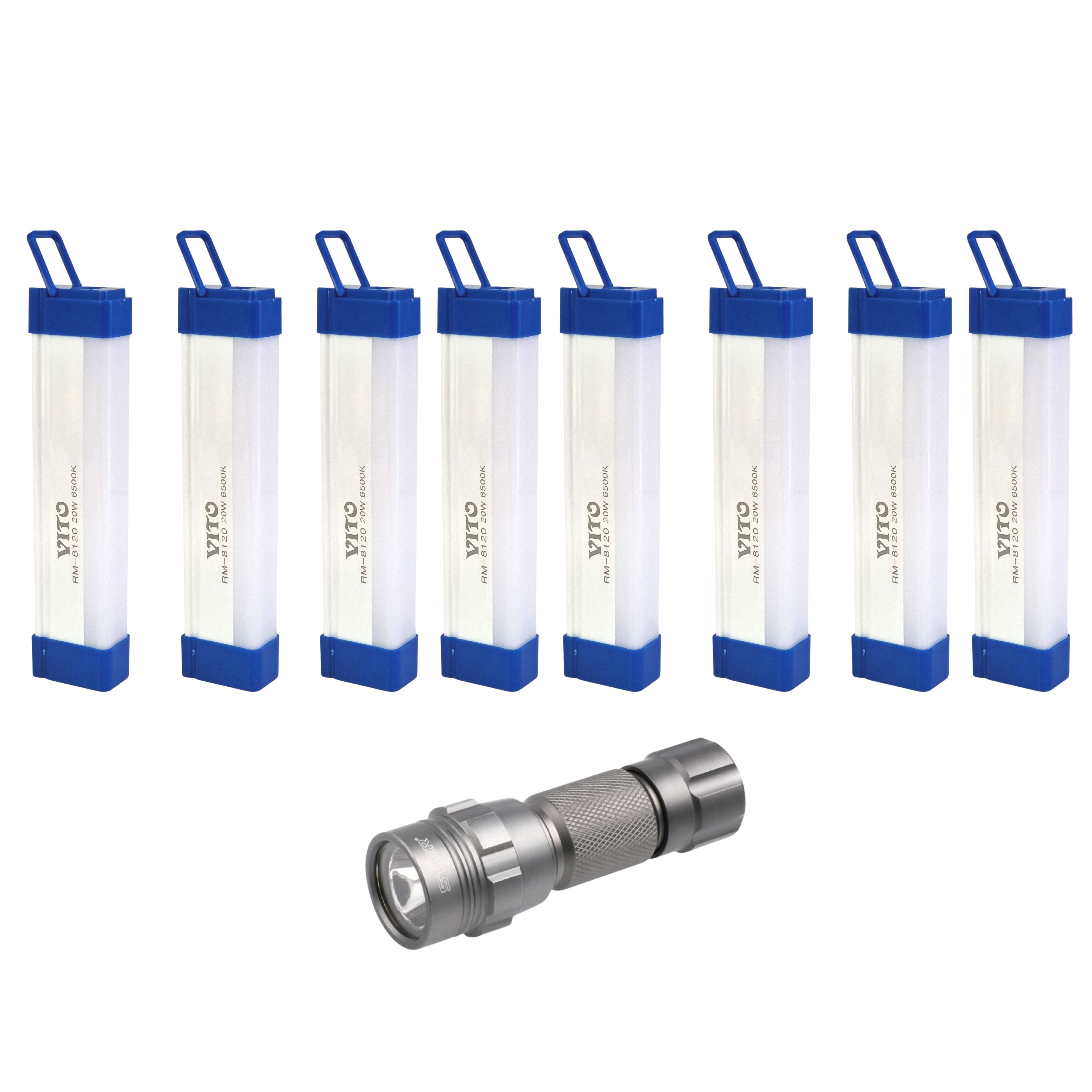 Vito Emergency Rechargeable Lamp and Stier Torch - 8 Pack