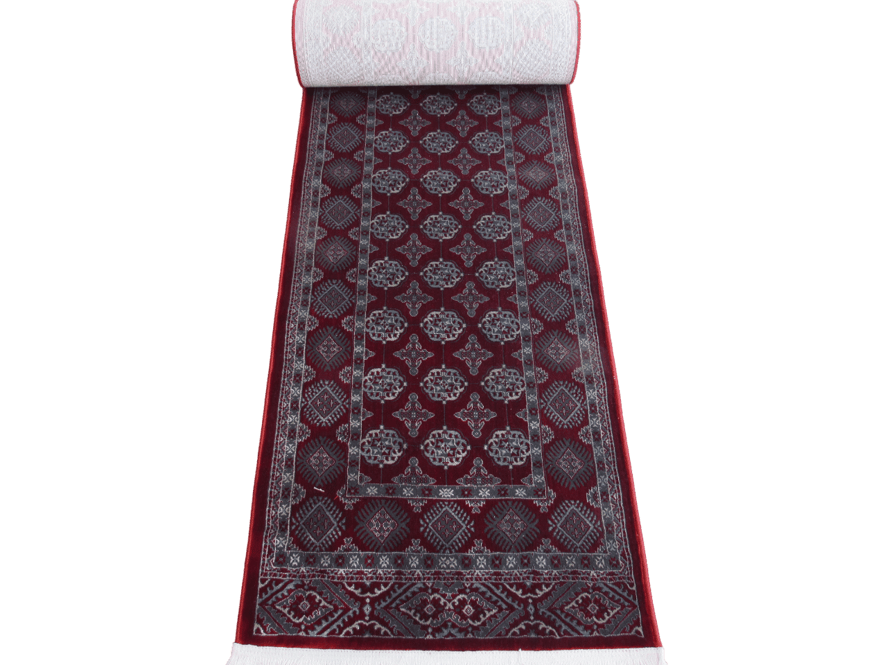 BK Carpets & Rugs – Persian Inspired Kashan Passage Runner – Rich Red & Silver- 80cm x 5m