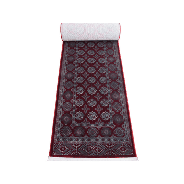 BK Carpets & Rugs – Persian Inspired Kashan Passage Runner – Rich Red & Silver- 80cm x 5m