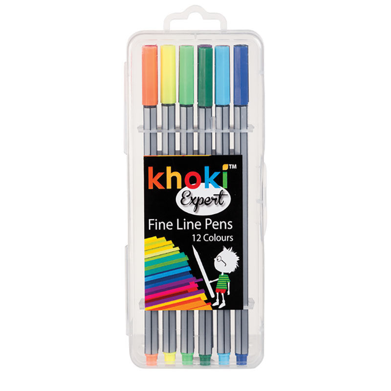 Khoki - Art & Craft Supplies - Fine Line Pens - Expert - 12 Piece