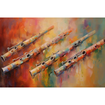 Canvas Wall Art - Mystical Flutes By Chromatic Melodies Acrylic - A1688 - [120 x 80 cm]