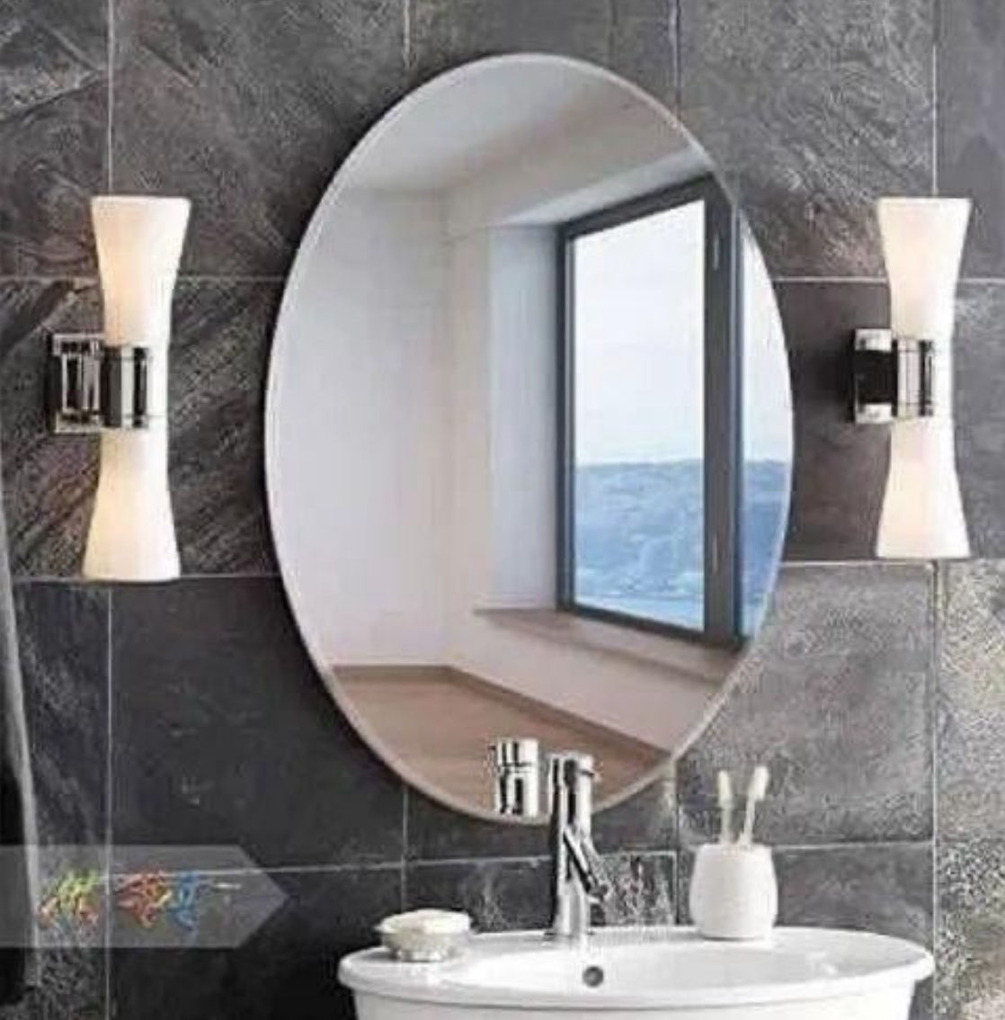 OVAL Acrylic Mirror Frameless Sticker 39X25CM