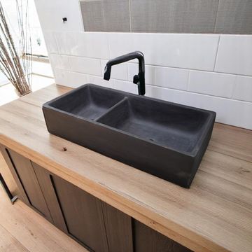 Black Double Butler 101x44.5x20.5cm Basin/Sink Bespoke Hand-Made