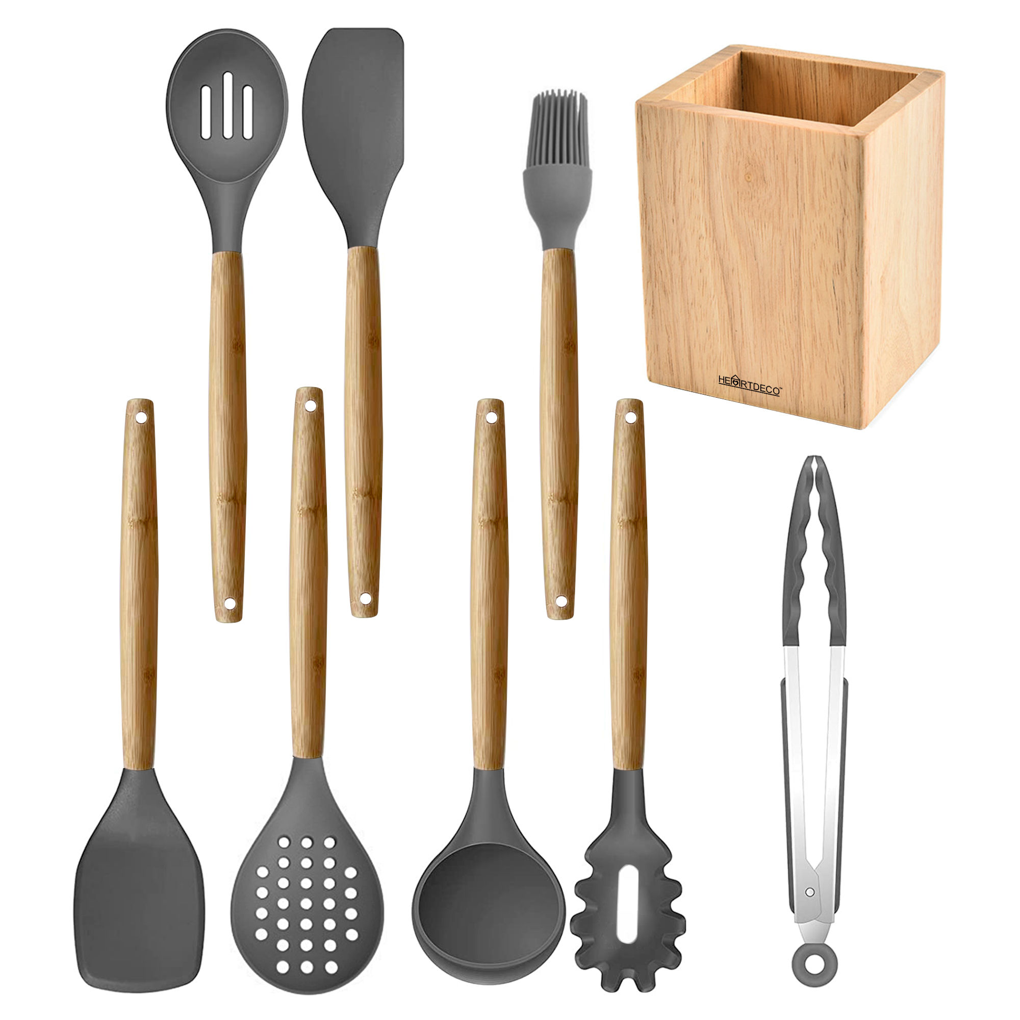 Heartdeco 9pcs Cooking Utensils With Storage Container