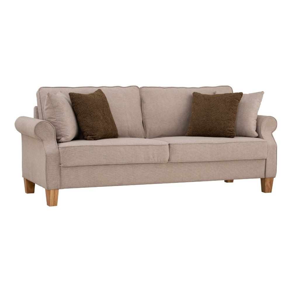 Bragg Impala 3-Seater Sofa Couch with Scatter Cushions, Beige