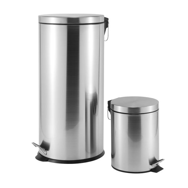 CASA ROMA 5L + 30L S/S PEDAL BIN COMBO SET -  SILVER