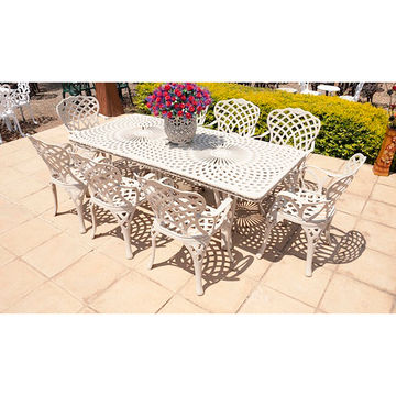Ageless & Beautiful!   8 Seater Cast Aluminium Patio Furniture Set / Garden Furniture Set / Outdoor Furniture Set - 8 x King Diamond Chairs with  100cm x 216cm  King Diamond Table