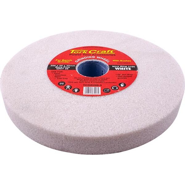 Grinding Wheel 200X25X32Mm White Coarse 36Gr W/Bushes For Bench Grin