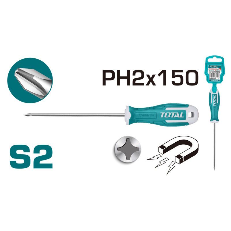 Screwdriver 150mm Phillips S2 PH2, TOTAL TOOLS