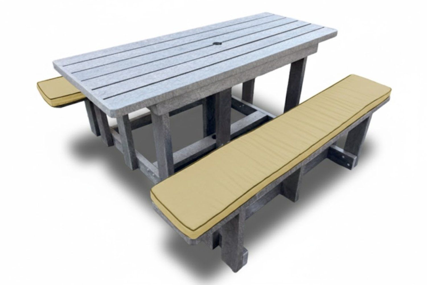 Recycled Plastic Picnic Table 6-Seater (Beige Cushions)