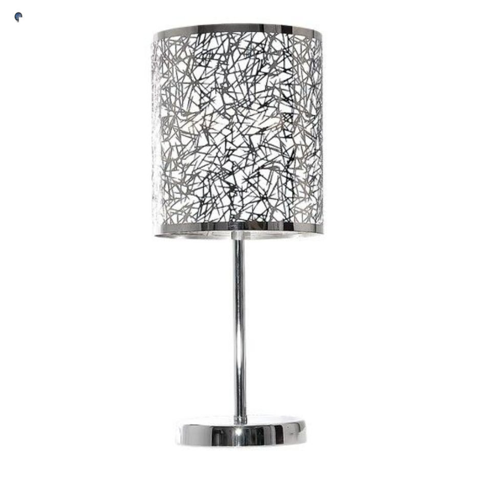 Polished Chrome Table Lamp with Silver Patterned Shade