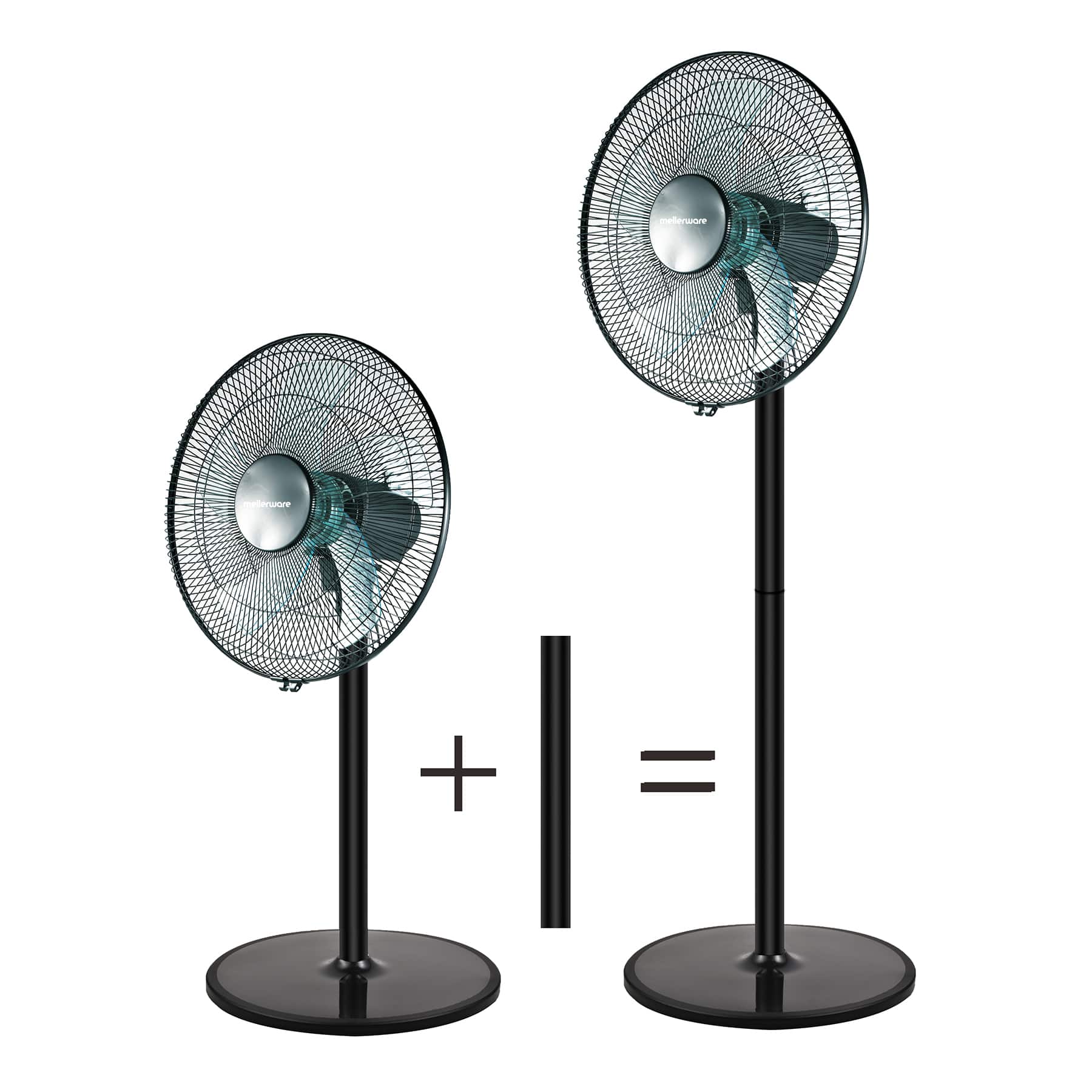 2 in 1 Stand & Pedestal Fan Black 40cm 50W