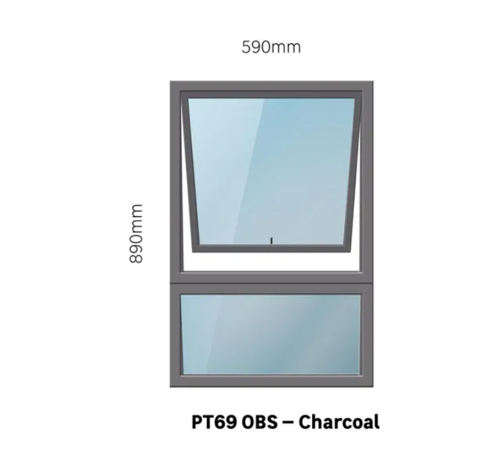 GreenLine Interiors Aluminum window Black PT69 w590 x h890mm