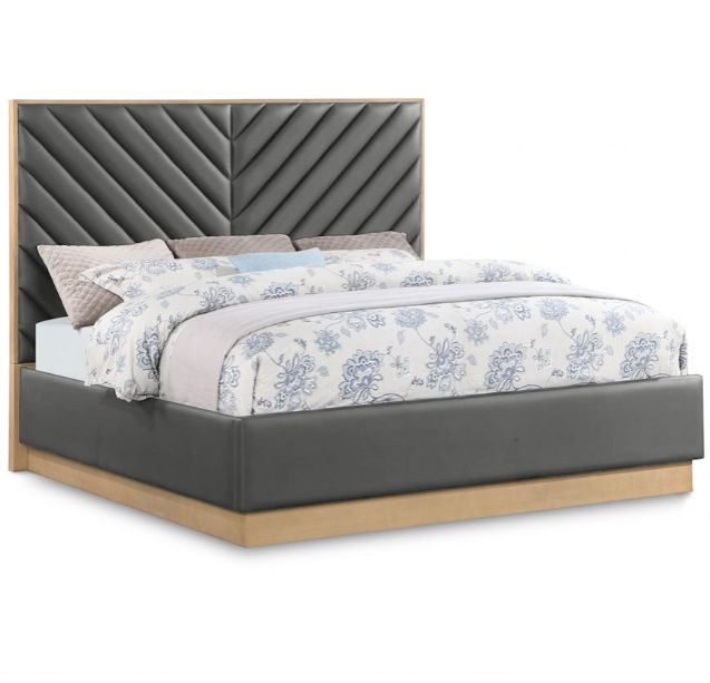 Rhea Sleigh Bed Double -Grey