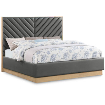 Rhea Sleigh Bed Double -Grey