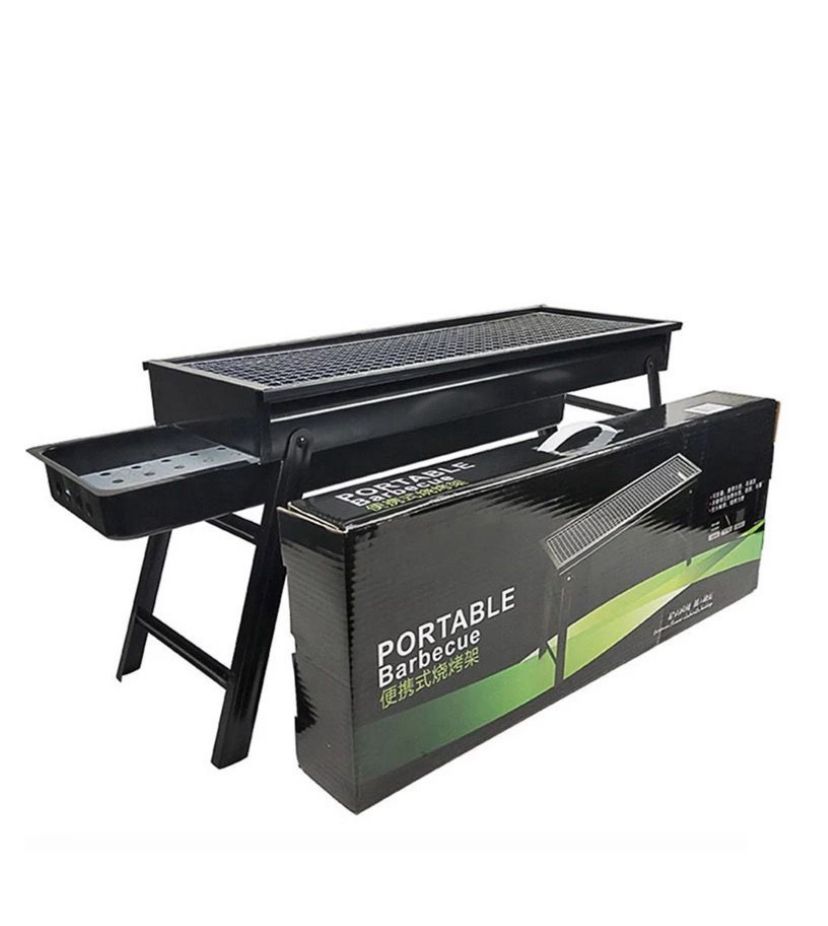 Barrel Charcoal BBQ Grill and Smoker, 125 cm Length, Powder-Coated Steel, Black